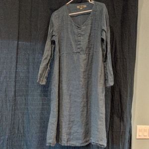 Blue linen dress